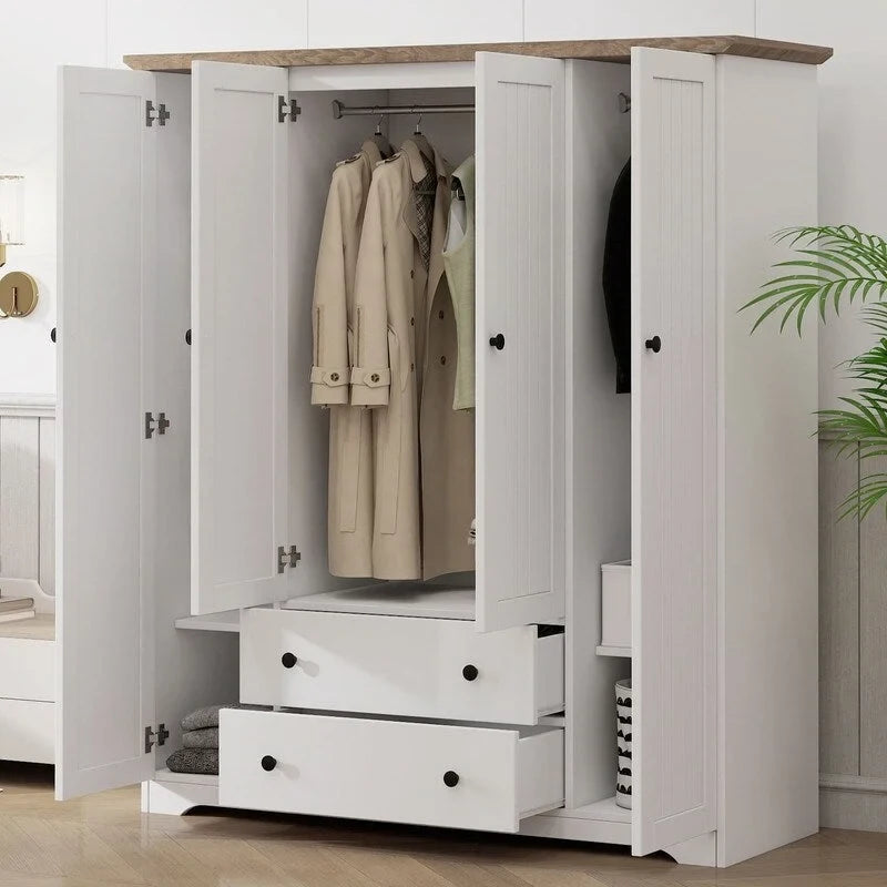 Armoire quatre portes avec deux tiroirs - 60,6 L x 20,8 P x 68,5 H